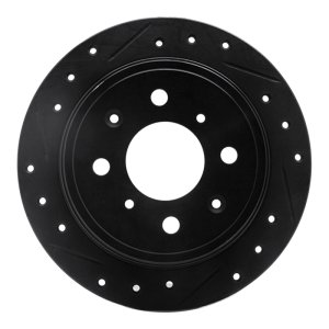 Chrysler LHS Brake Rotor (1) - Front Left - R1 Concepts - Drilled & Slotted - Black - `98-`00